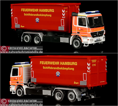 Herpa MB Actros Wechselladerfahrzeug FW Hamburg Schiffsbrandbekmpfung