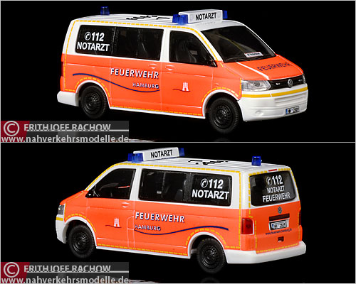 Rietze VW T5 Facelift Notarzteinsatzfahrzeug Berufsfeuerwehr Hamburg