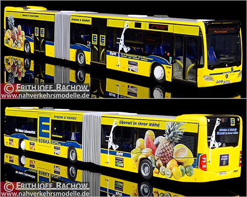 Rietze Busmodell Sondermodell Mercedes-Benz O 530 Citaro G C 2 2015 der Sylter Verkehrsgesellschaft S V G mit Werbung fr Edeka