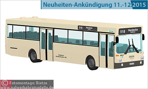 Rietze Busmodell Artikel 72117 M A N S L 202 Hagener Straßenbahn