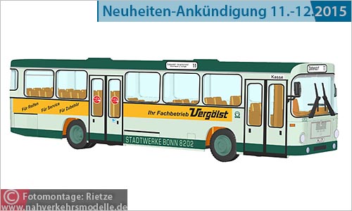 Rietze Busmodell Artikel 72307 M A N S L 200 Stadtwerke Bonn