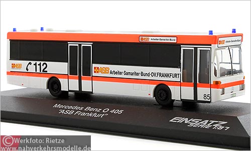 Rietze Busmodell Artikel 71826 Mercedes-Benz O 405 G R T W Großraumrettungswagen Arbeiter-Samariter-Bund Frankfurt