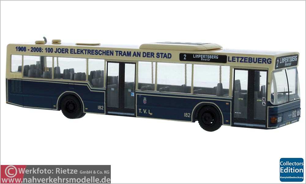 Rietze Busmodell Artikel 75003 M A N N L 202 - 2 T V L Luxemburg