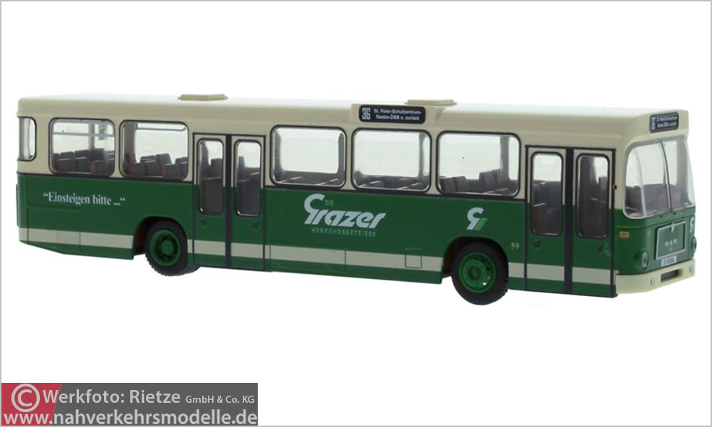 Rietze Busmodell Artikel 72345 M A N S L 200 Grazer Verkehrsbetriebe
