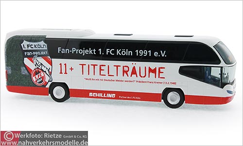 Rietze Busmodell Artikel 67138 Neoplan Cityliner 2007 Schilling Reisen Hürth Fanbus erster F C Köln