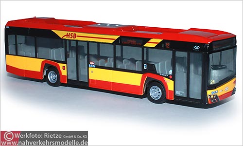 Rietze Busmodell Artikel 77200 Solaris Urbino 12 2019 Hanauer Straßenbahn