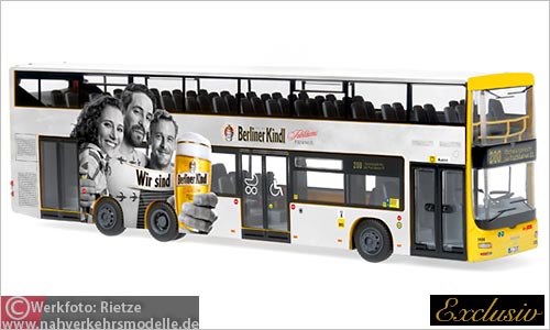 Rietze Busmodell Artikel 67765 M A N NEOMAN A 39 D L Null 7 Berliner Verkehrsbetriebe B V G