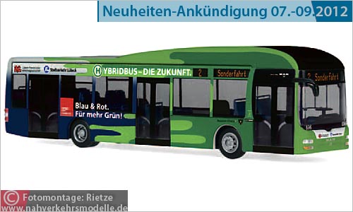 Rietze MAN Lions City Hybrid SL L&uuml;beck HL Modellbus Busmodell Modellbusse Busmodelle
