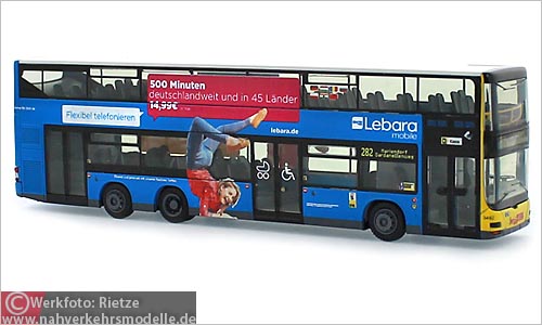 Rietze Busmodell Artikel 67765 M A N NEOMAN A 39 D L Null 7 Berliner Verkehrsbetriebe B V G