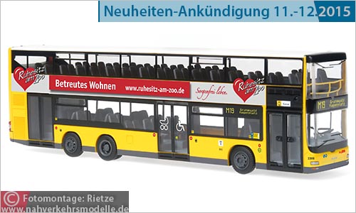 Rietze Busmodell Artikel 67765 M A N NEOMAN A 39 D L Null 7 Berliner Verkehrsbetriebe B V G