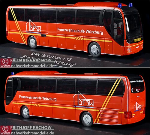 Rietze Busmodell Artikel 65528 M A N Lion's Coach Staatliche Feuerwehrschule Würzburg