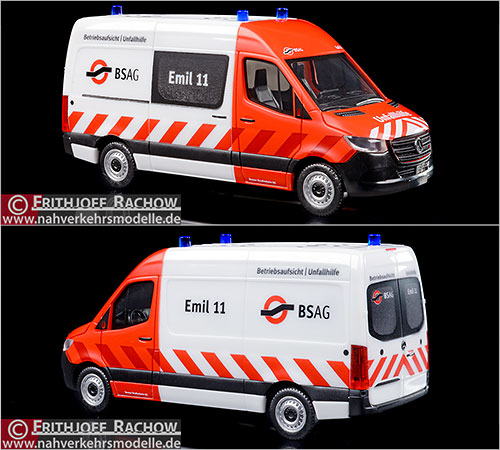 Herpa Servicefahrzeug Mercedes-Benz Sprinter 2018 Emil 11 Betriebsaufsicht Unfallhilfe Bremer Straenbahn Aktiengesellschaft