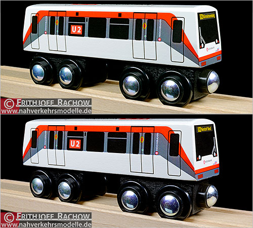 Holzeisenbahn Anhänger U1 U-Bahn für alle Schienen kompatibel Eisenbahn