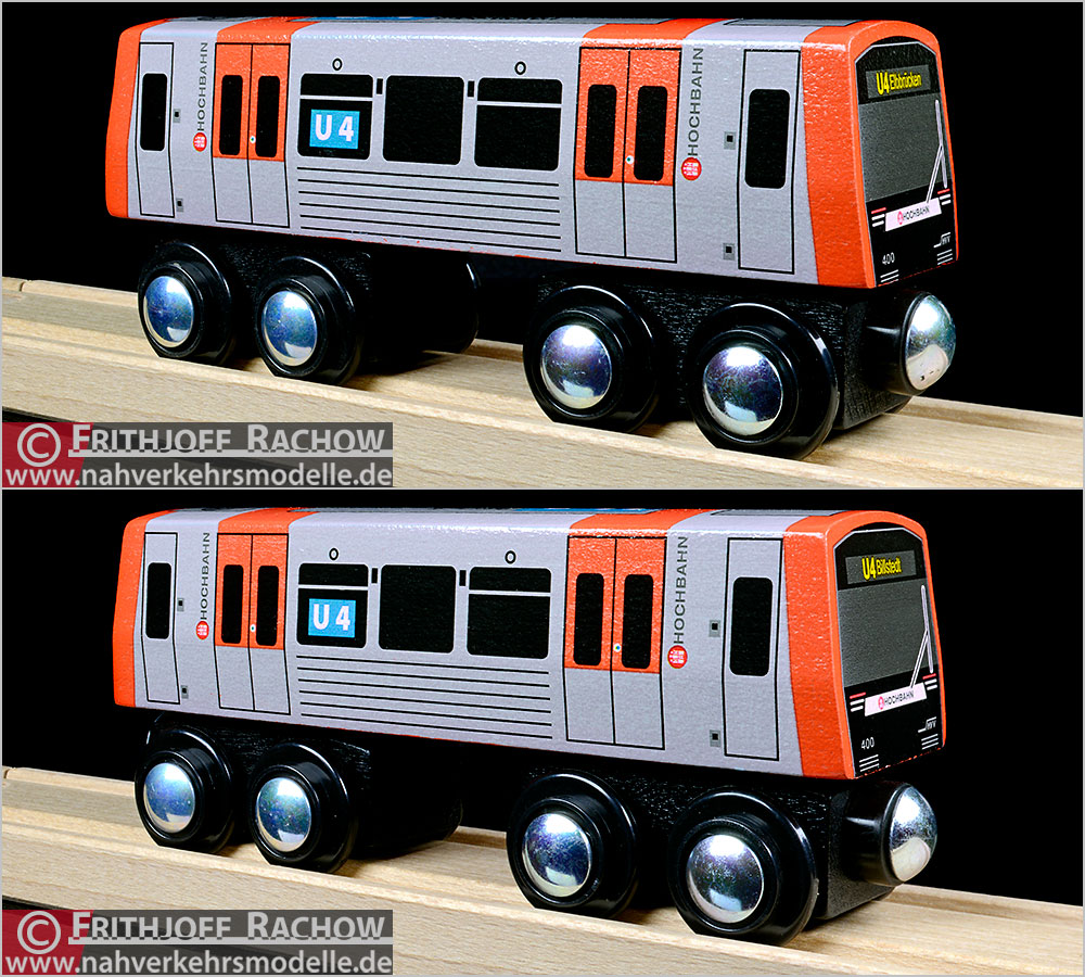 Holzeisenbahn Anhänger U7 U-Bahn für alle Schienen kompatibel Eisenbahn Miniatur 