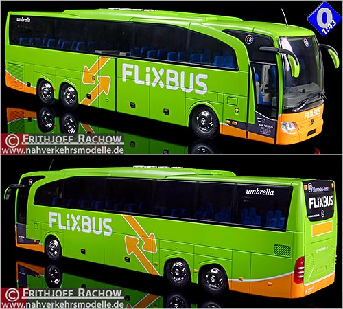 Rietze Busmodell Artikel 14127 Mercedes-Benz Travego M Flixbus Buspartner Umbrella Coaches & Buses