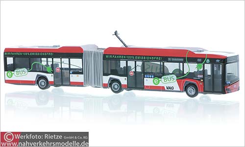 Rietze Busmodell Artikel 76702 Solaris Urbino 18 2019 electric Verkehrs Aktiengesellschaft Nürnberg