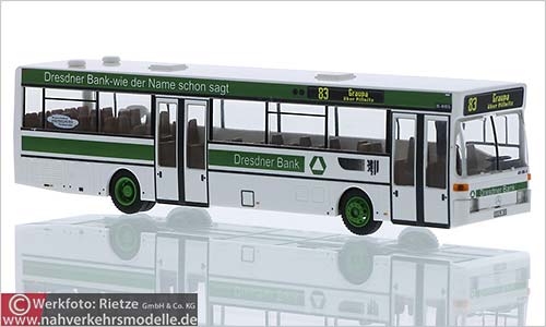 Rietze Busmodell Artikel 71840 Mercedes-Benz O 405 Dresdner Verkehrsbetriebe mit Werbung Dresdner Bank
